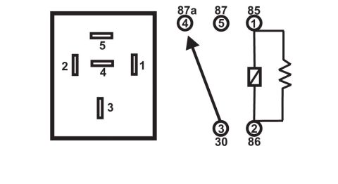 1990 Ford Bronco - This diagram illustrates a 5-pin relay, showing terminal numbering and its internal circuit schematic.
