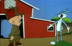 1976 Ford Bronco - Animated characters Elmer Fudd and Bugs Bunny are depicted in a scene before a rustic red barn.