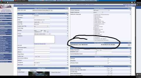 1979 Ford F-150 - Admin control panel shows user profile details and subscription dates.