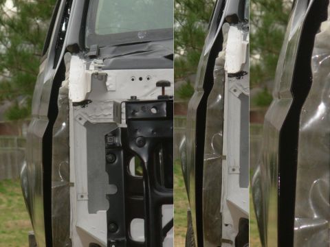 1983 Ford Bronco - It's easy to tell that the door is aligned vertically, laterally, and rotationally within the door opening when viewing from this angle. To…