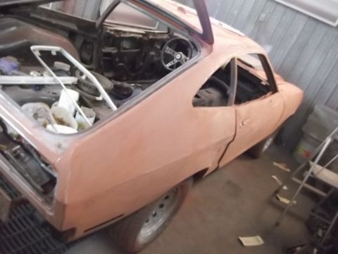 1978 Ford Mustang II - This 1978 Ford Mustang II is undergoing extensive restoration work, with its interior gutted and body prepped.