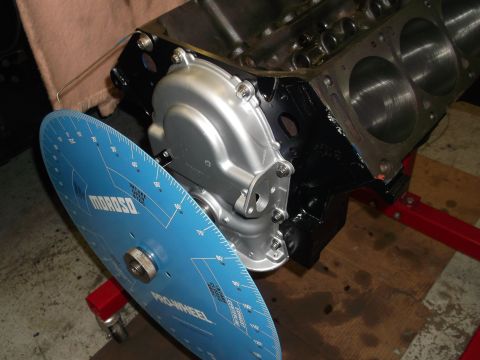 1965 Shelby Cobra - Engine block assembly with timing dial for engine tuning.