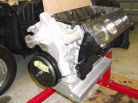 1965 Shelby Cobra - Engine block assembly on a stand, ready for installation or work.