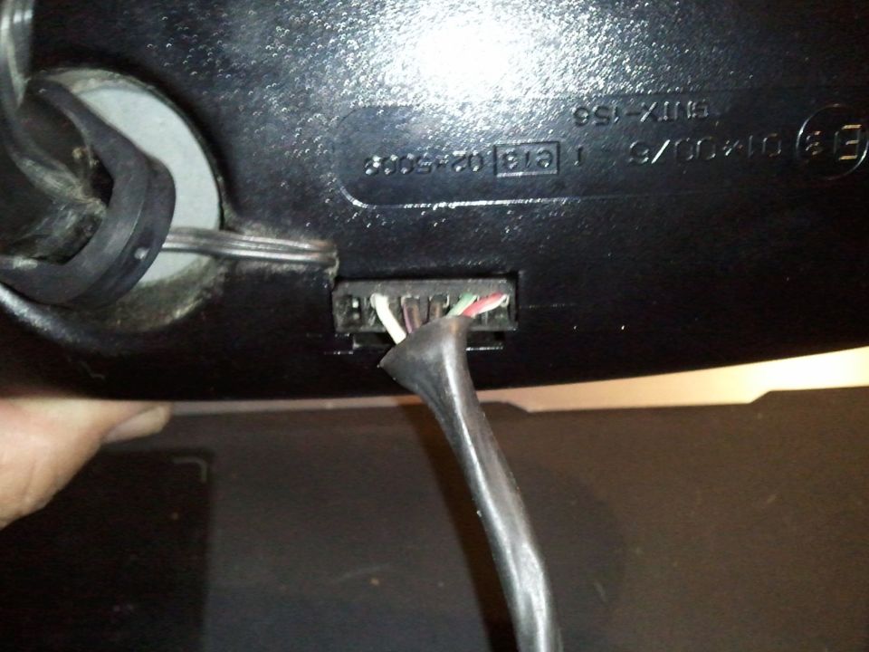 Rear view mirror wiring harness with connector and wires