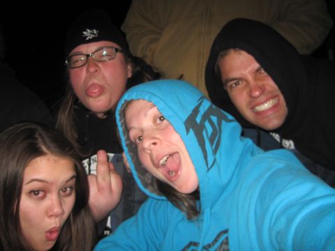 1989 Ford Bronco - A group of friends pose for a selfie, some making silly faces and gestures.