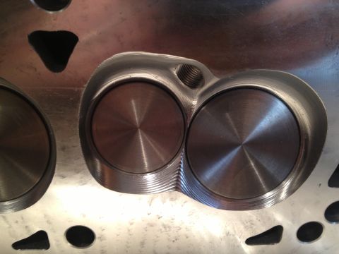 1965 Ford Mustang - 65 Mustang Trick Flow twisted wedge 170 heads, 58cc, valves close up