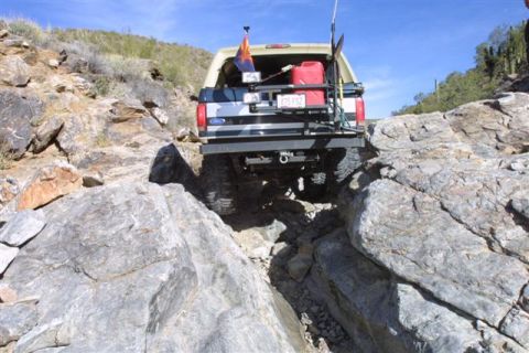 1994 Ford Bronco - This 1994 Ford Bronco is shown tackling a challenging rocky terrain on an off-road adventure.