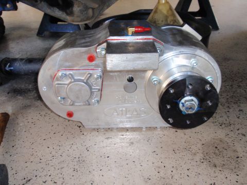 1971 Ford Bronco - Close-up of an Atlas transfer case, a vehicle part, not a 1971 Ford Bronco.