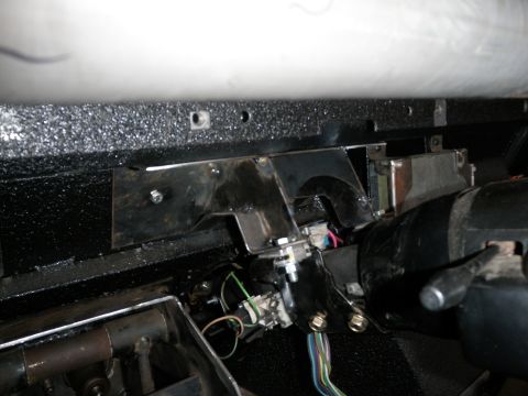 1961 International Scout 800 - Custom bracket and wiring near the steering column.