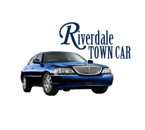 2006 Lincoln Town Car - A blue 2006 Lincoln Town Car limousine is shown with "Riverdale Town Car" text overlay.