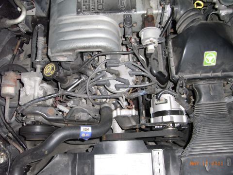 1991 Ford LTD Crown Victoria - Close-up view of a Ford engine bay, showing various components and hoses.
