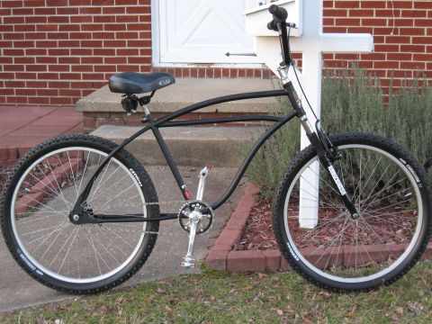 1994 Ford Bronco - Custom cruiser bicycle with a unique frame design and mountain bike tires.