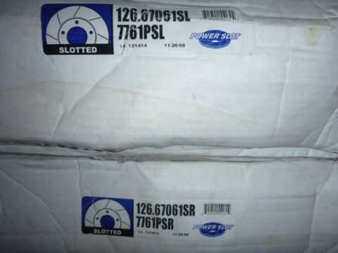 1997 Ford Ranger - Two boxes of Power Slot brake rotors are shown, each labeled with part numbers and 'SLOTTED' designation.