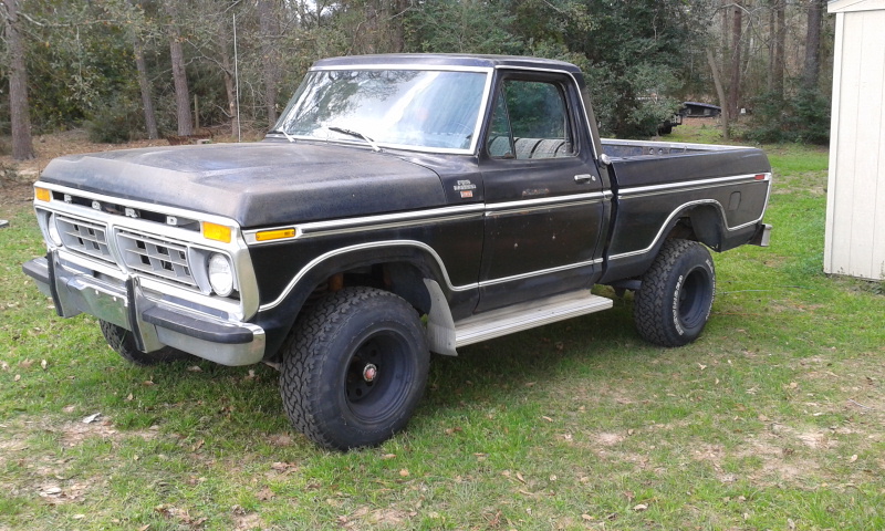 1977 Ford F-150, black, 3/4 front view