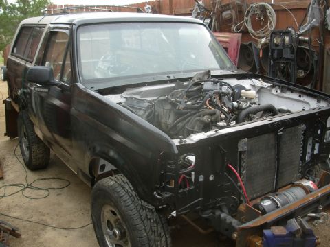 1983 Ford Bronco - Just getting the fenders out of the way temporarily. That's the '93 engine bay wiring harness piled on the engine. I haven't even started o…