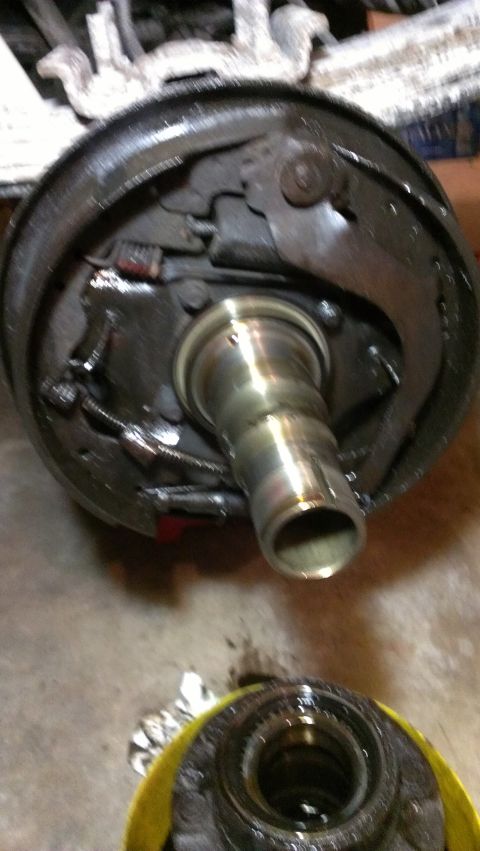 1995 Ford Bronco - This image shows the internal components of a vehicle's braking system, specifically the brake drum and associated parts.