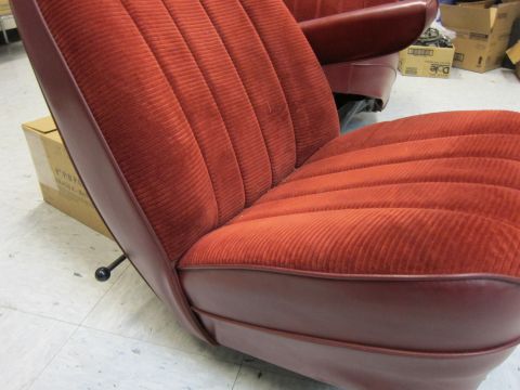 1991 Ford LTD Crown Victoria - Close-up view of vintage car seats with ribbed corduroy upholstery and vinyl accents.