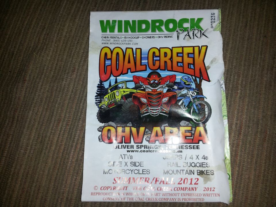 Windrock Park Coal Creek OHV Area Summer/Fall 2012 trail guide cover