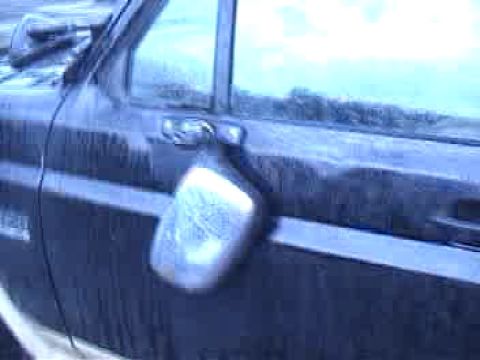 1983 Ford Bronco - I ripped the mirror off just before the river crossing, at the ditch where I bent the frame & body and set the battery wire on fire.