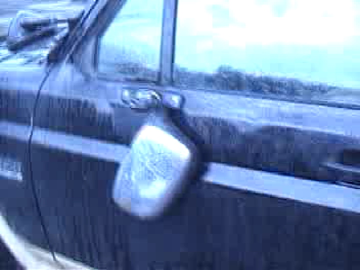 I ripped the mirror off just before the river crossing, at the ditch where I bent the frame & body and set the battery wire on fire.