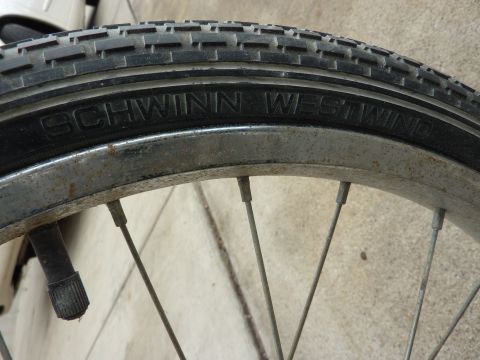1900 Yugo GVX - This image shows a bicycle wheel with a Schwinn Westwind tire, not a 1900 Yugo GVX.