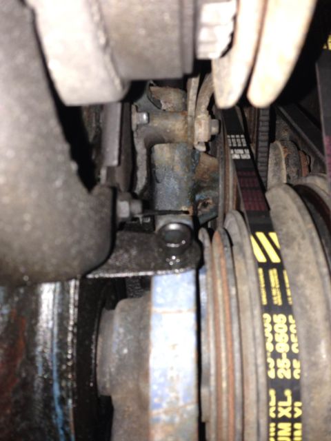 1979 Ford Bronco - Engine belts and pulleys are visible, with some text on a belt.