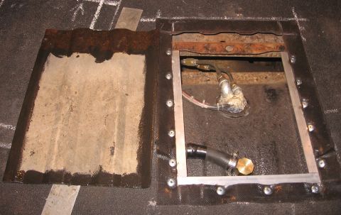 1980 Ford Bronco - Add the rail to hold the cut out. The cut-out piece has soap smeared around the edges so that when I put it back in place with some silicon…