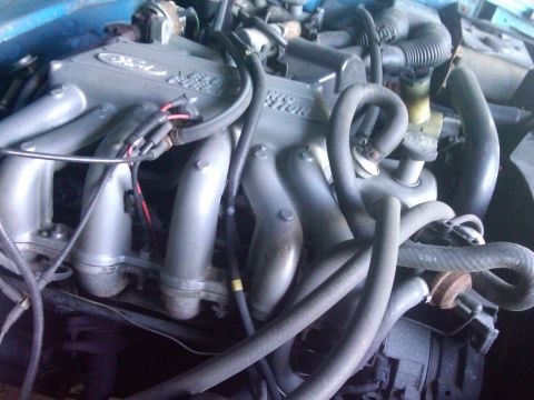 1993 Ford Bronco - The engine bay of a Ford vehicle, showing the intake manifold and associated plumbing.