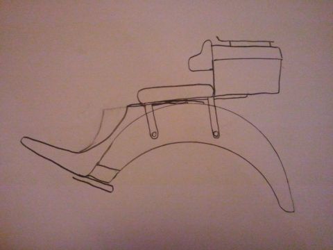 1995 Ford F-150 - Hand-drawn pencil sketch of a vehicle fender area with a mounted box-shaped component.