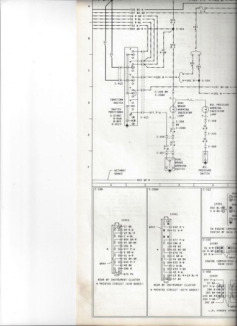 1979 Ford Bronco - This diagram details electrical connections for vehicle components, including ignition and warning lights.