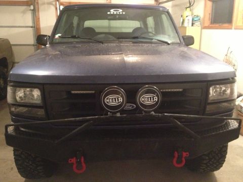 1996 Ford Bronco - Front view of a 1996 Ford Bronco equipped with a custom bumper and auxiliary lighting.