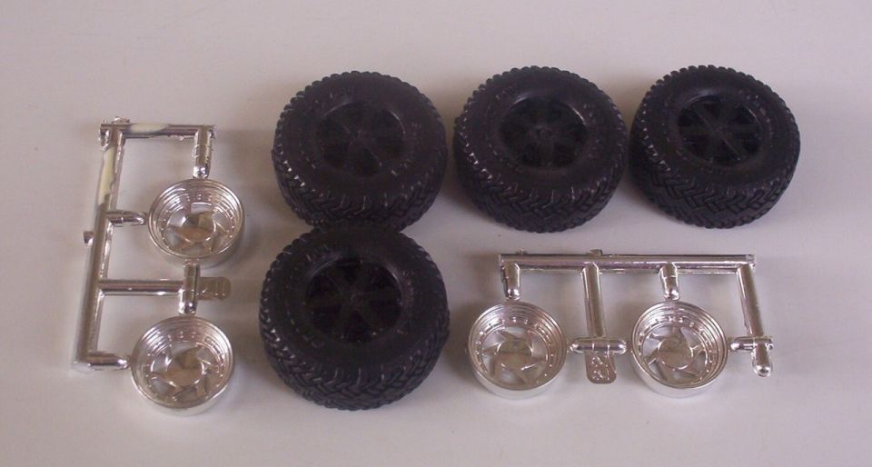 model kit tires and chrome rims on sprues