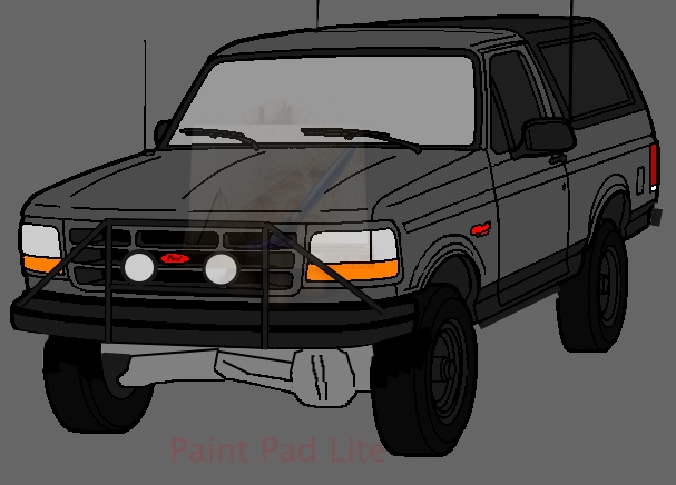 1992 Ford Bronco, gray, 3q-front view with bull bar and auxiliary lights