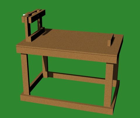 1994 Ford Bronco - This 3D rendering depicts a wooden workbench equipped with a vise, likely intended as a visual aid for a mechanical component.