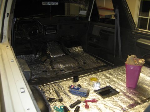 1989 Ford Bronco - Installing sound deadening material in the interior of a 1989 Ford Bronco.