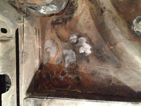 1965 Ford Mustang - 65 Mustang PS rear floor extension, rusty over torque box area