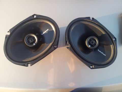 1998 Mercury Grand Marquis - Pair of Rockford Fosgate oval car speakers shown up close.