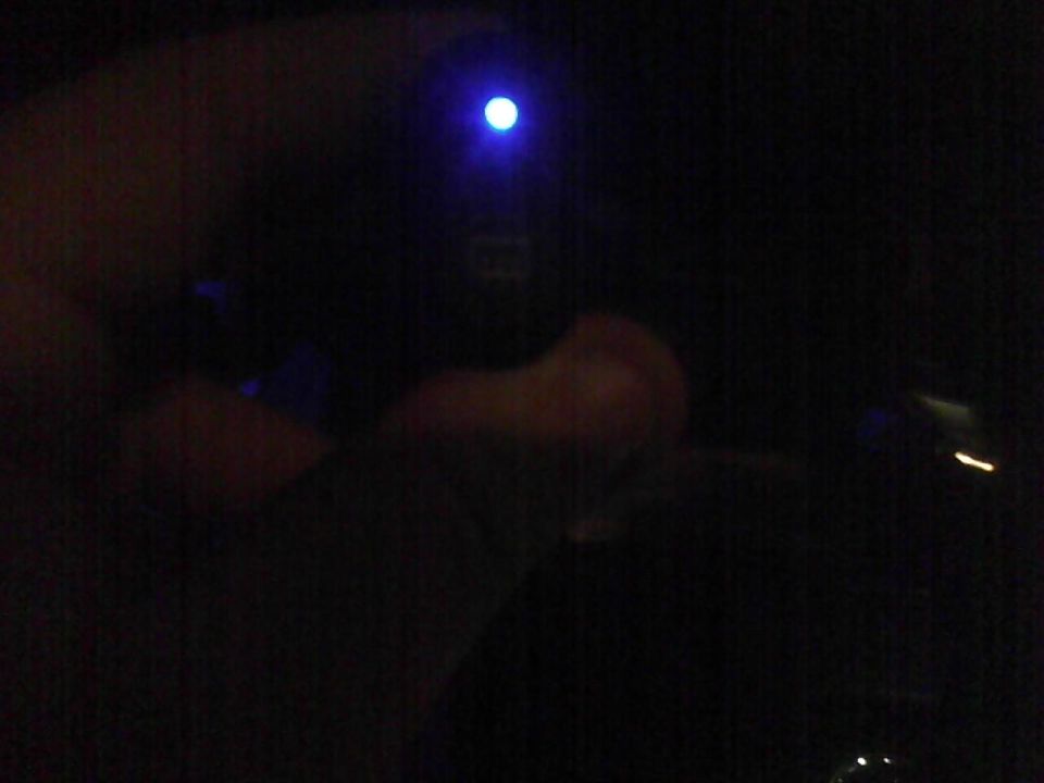 Blue interior light illuminated in darkness