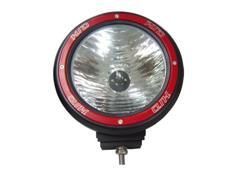 1992 Ford Bronco - This is a close-up of a single HID off-road light with red accents and visible branding.