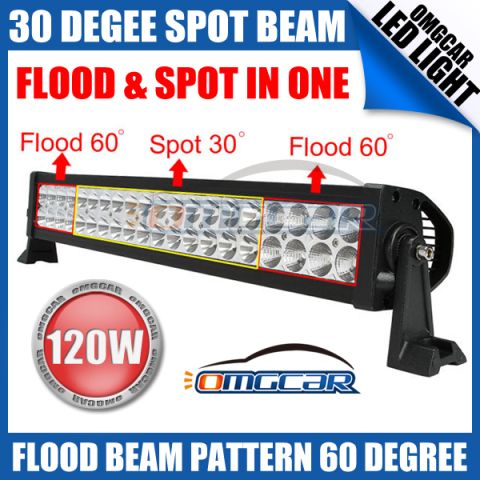 1992 Ford Bronco - This is an advertisement for a 120W LED light bar with adjustable flood and spot beam patterns.