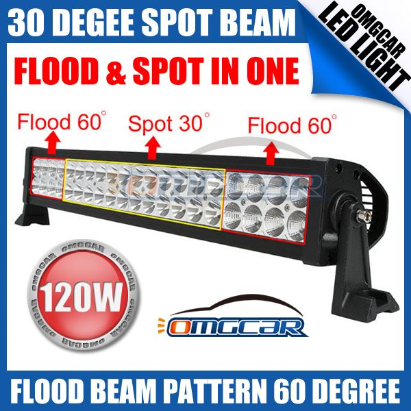 LED light bar with flood and spot beams, 120W, OMGcar brand