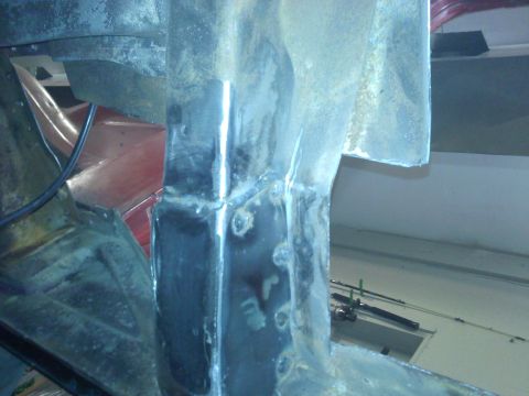 1978 Ford Bronco - Detail of a welded metal frame, possibly from a vehicle repair or fabrication project.
