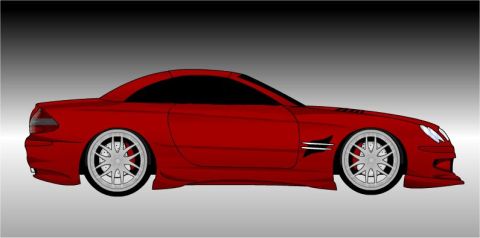 1998 Mercury Sable - A red coupe is depicted in a side profile, its custom wheels and aggressive body kit.