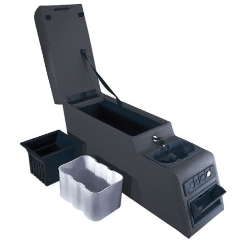 1992 Ford Bronco - This aftermarket center console features ample storage and cup holders, with two bins for organization.