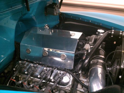 1998 Toyota Camry - Custom engine bay with chrome accents and visible V8 engine components.