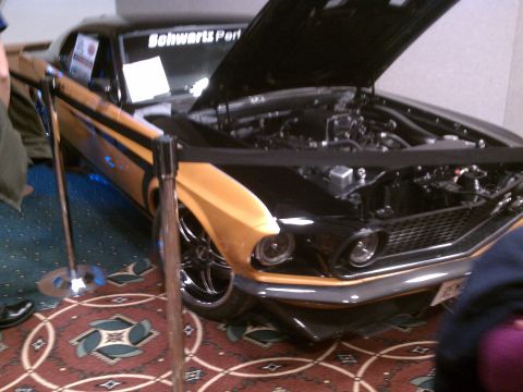 1998 Toyota Camry - Customized classic car on display, hood open to reveal the engine bay.