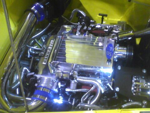 2003 Ford Crown Victoria - Customized engine bay chrome parts and a Ford emblem.