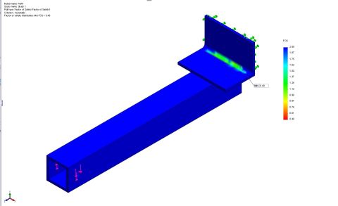 1978 Ford Bronco - Color CAD factor-of-safety simulation render of a bracket, an engineering analysis output rather than a classifiable document.