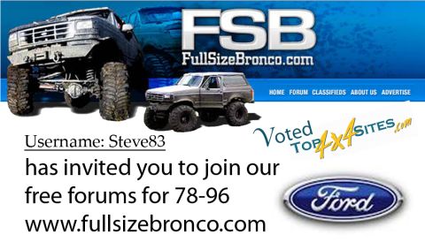 1987 Ford Bronco - Website banner for FullSizeBronco.com a lifted Bronco and F-Series truck.