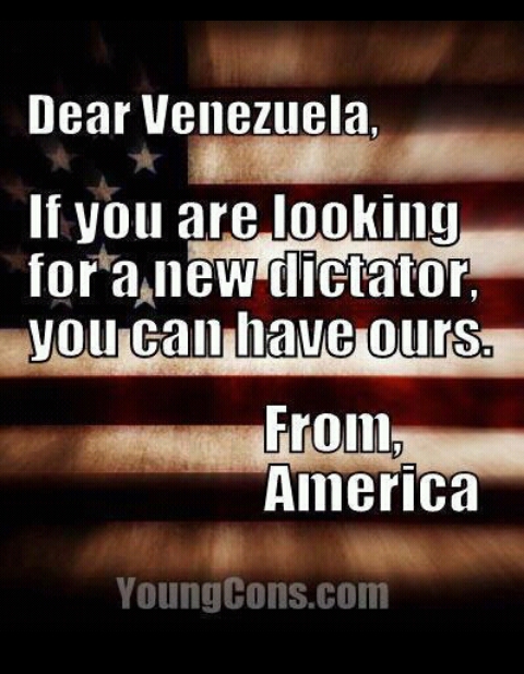 1986 Ford Bronco - Political meme with text about Venezuela and America superimposed on an American flag.